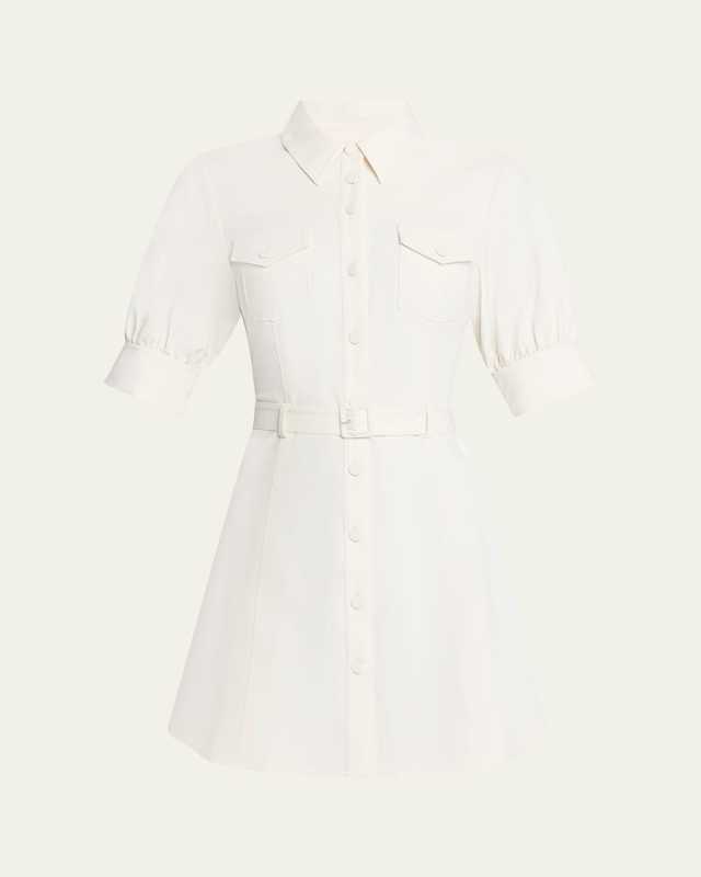 Zillah Puff-Sleeve Belted Mini Shirtdress